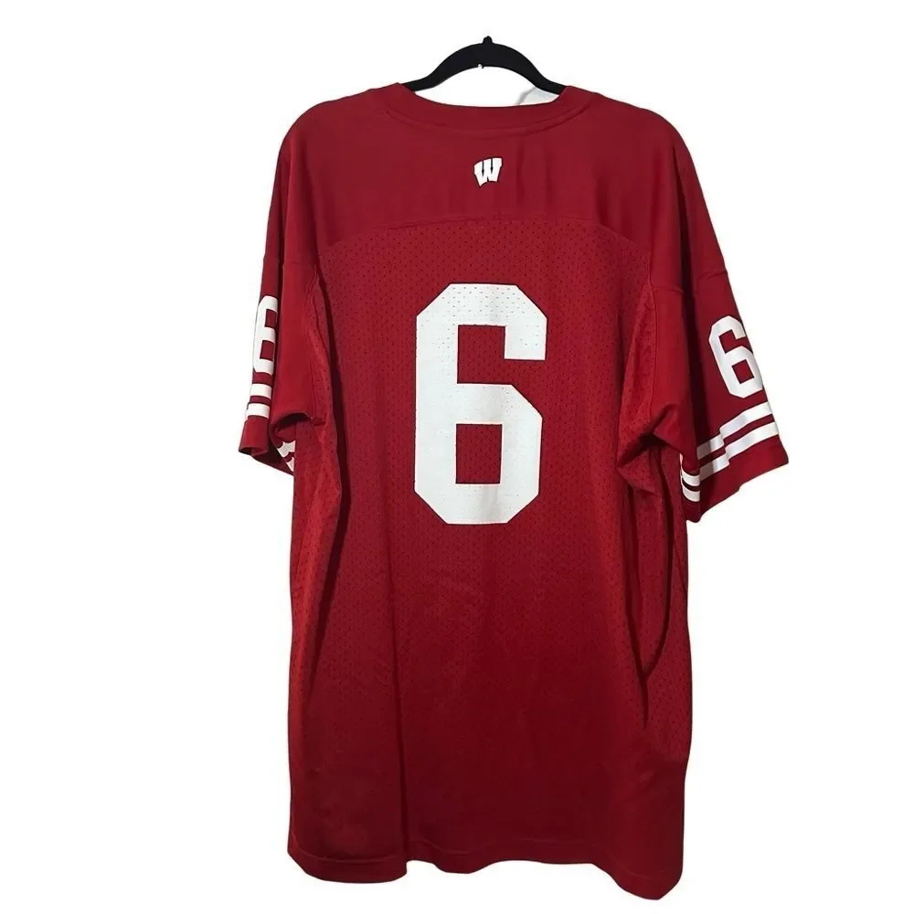 #6 University of Wisconsin red Big Ten Football Jersey  Adidas adult XXL